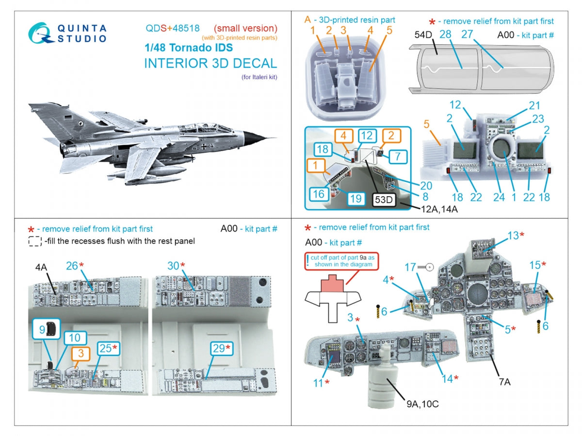 Quinta Studio QDS+48518 Tornado IDS 3D-Printed coloured Interior on decal paper (Italeri) (small version) (with 3D-printed resin parts) 1/48 – Bild 7