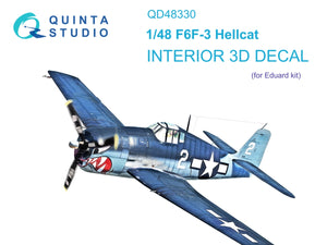 Quinta Studio QD48330 F6F-3 Hellcat 3D-Printed &amp;amp; coloured Interior on decal paper (Eduard) 1/48