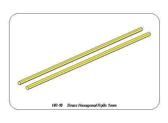 Aber HR-10 Sześciokątne pręty mosiężne 1,0mm długość 245mm x 2 szt. / Brass hexagonal rods 1,0mm length 245mm x2 pcs. – imagen 3