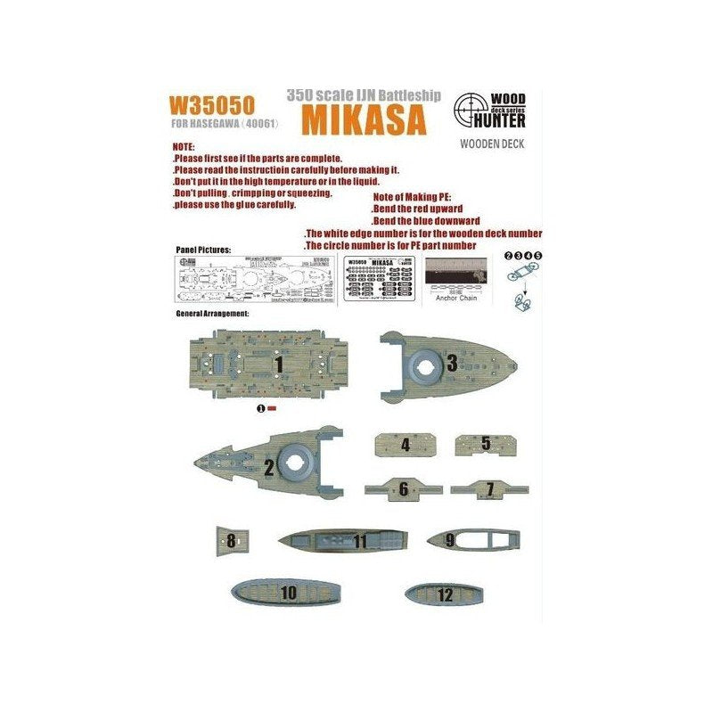 Pont en bois Wood Hunter W35050 pour maquettes Hasegawa Mikasa 40021/40061 au 1/350