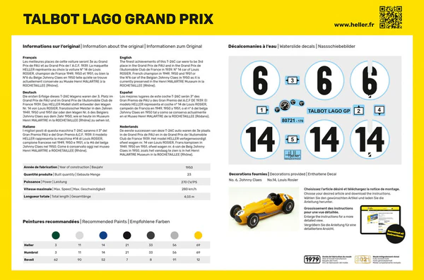Heller 80721 Talbot Lago Grand Prix 1/24