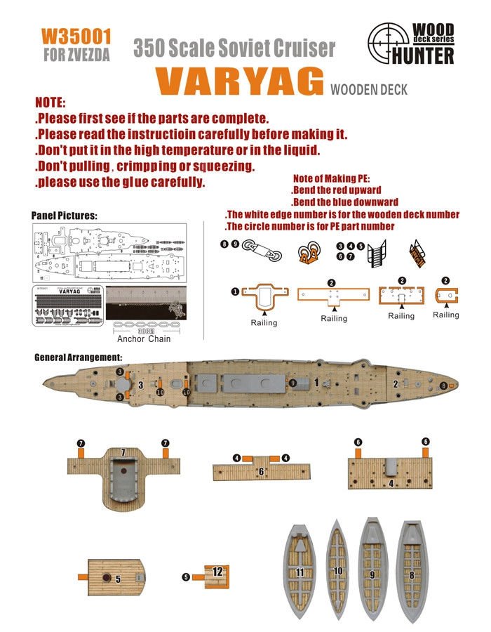 Wood Hunter W35001 Wood Deck Imperial Russia Varyag for Zvezda 1/350