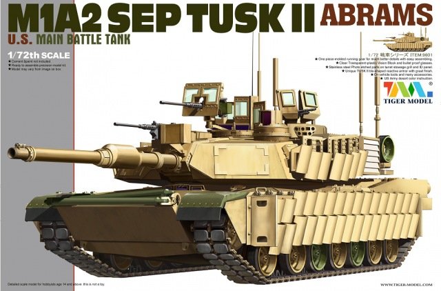 Char de combat principal américain Tiger Model 9601 M1A2 SEP TUSK II Abrams 1/72