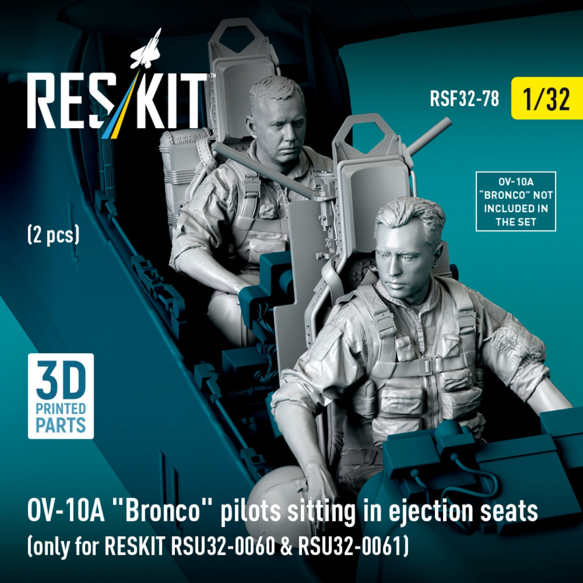 RESKIT RSF32-0078 OV-10A &amp;quot;Bronco&amp;quot; pilots sitting in ejection seats (2 pcs) (only for RESKIT RSU32-0060 &amp;amp; RSU32-0061) (3D Printed) 1/32 – immagine 2