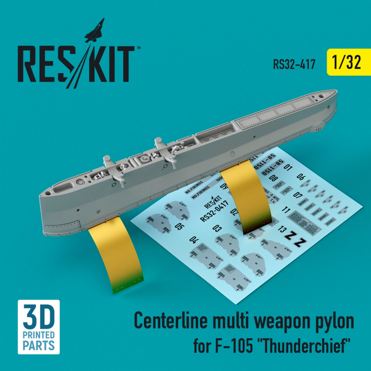RESKIT RS32-0417 CENTERLINE MULTI WEAPON PYLON FOR F-105 &amp;quot;THUNDERCHIEF&amp;quot; (3D PRINTED) 1/32