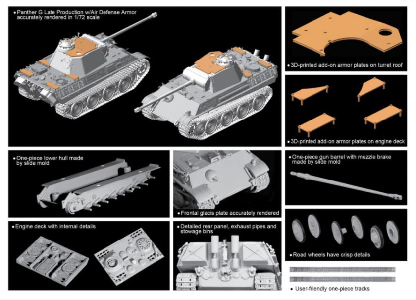 Dragon 7696 Panther G Late Production w/Air Defense Armor 1/72 – immagine 2