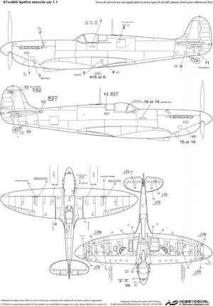 HobbyDecal ST48005V1 Spitfire Stencils ver 1 1/48 – Bild 2