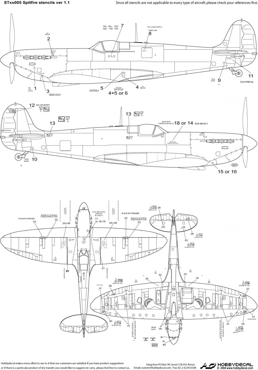 HobbyDecal ST48005V1 Spitfire Stencils ver 1 1/48 – Bild 2