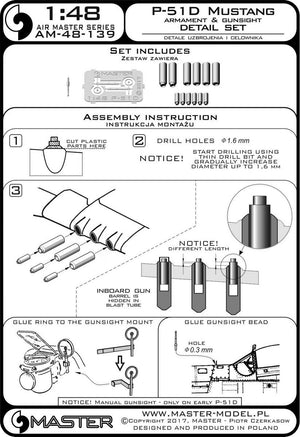 Master AM-48-139 P-51D Mustang Armament &amp;amp; Gunsight detail set 1/48 – Bild 4