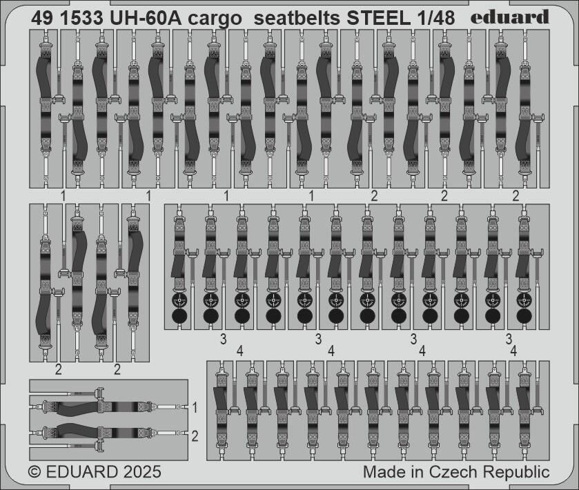 Eduard 491533 UH-60A cargo seatbelts STEEL ICM 1/48