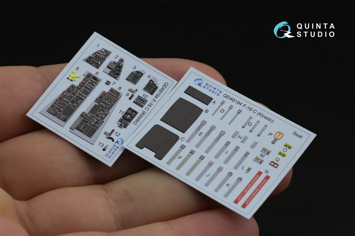 Quinta Studio QD48194 F-16С 3D-Printed &amp;amp; coloured Interior on decal paper (for Kinetic kit) 1/48 – immagine 2
