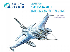 Quinta Studio QD48388 F-16A MLU 3D-Printed &amp;amp; colored Interior on decal paper (Kinetic) 1/48