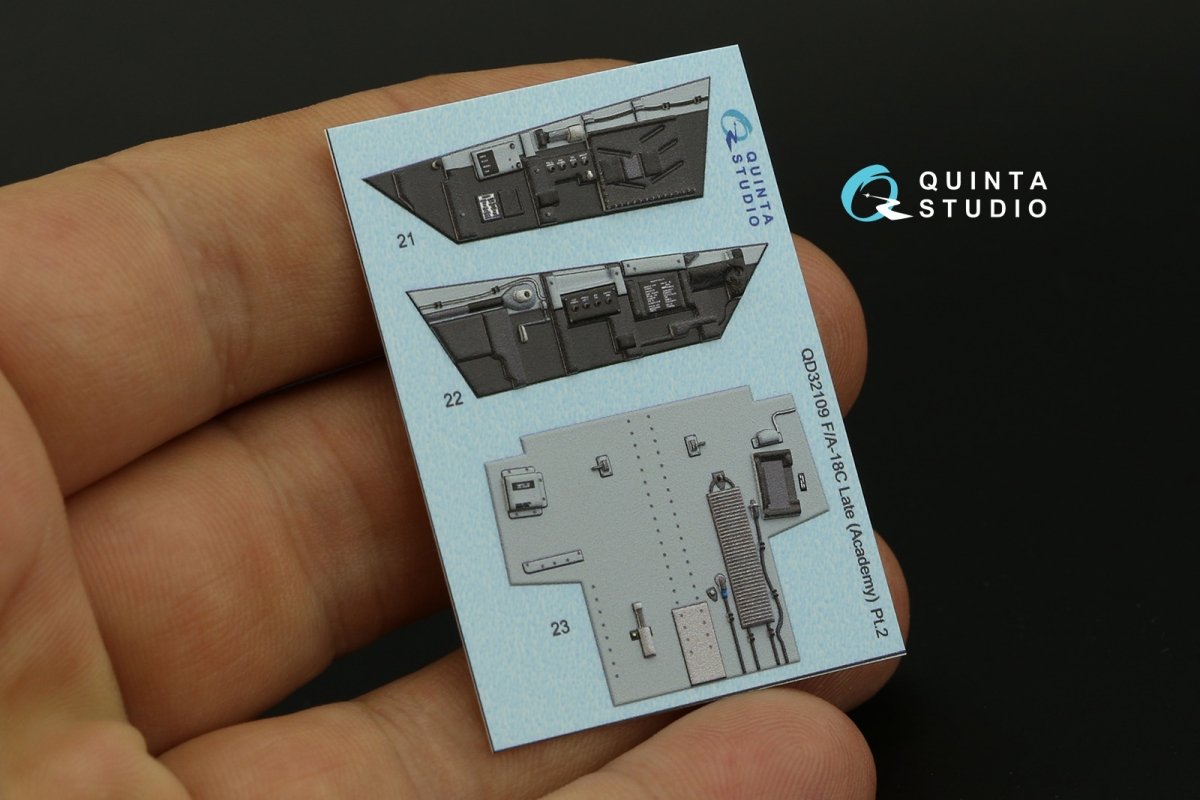 Quinta Studio QD32109 F/A-18C Late 3D-Printed &amp;amp; coloured Interior on decal paper (Academy) 1/32 – immagine 6