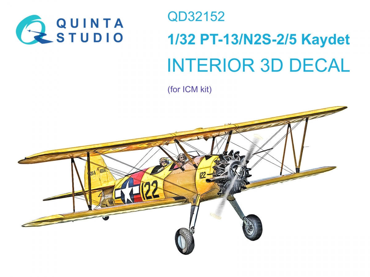 Intérieur imprimé en 3D et coloré sur papier décalcomanie (ICM) Quinta Studio QD32152 PT-13/N2S-2/5 Kaydet 1/32 