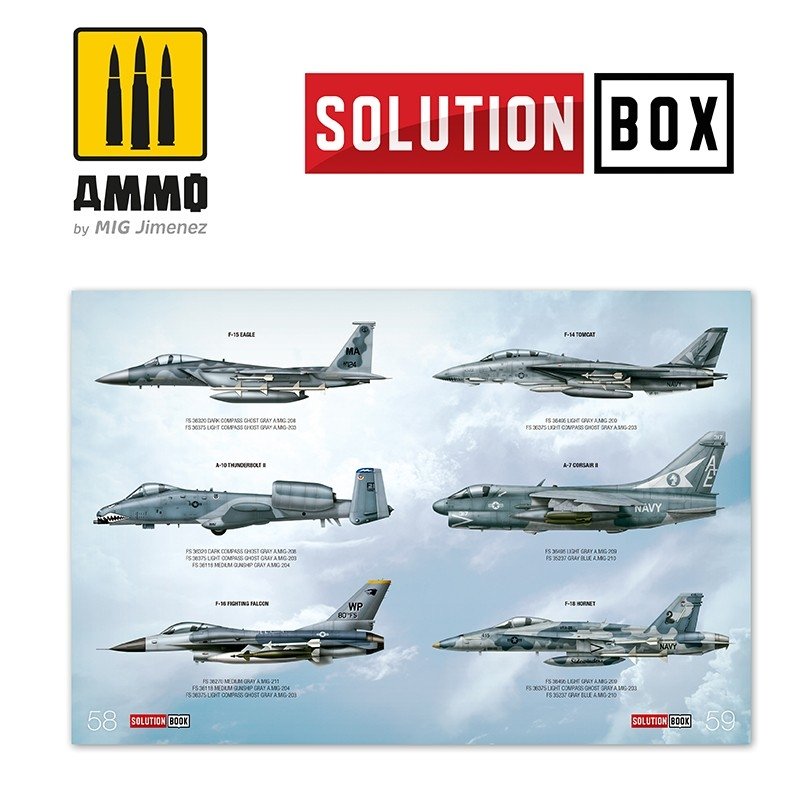 AMMO of Mig Jimenez 6509 How To Paint USAF Navy Grey Fighters Solution Book – immagine 8