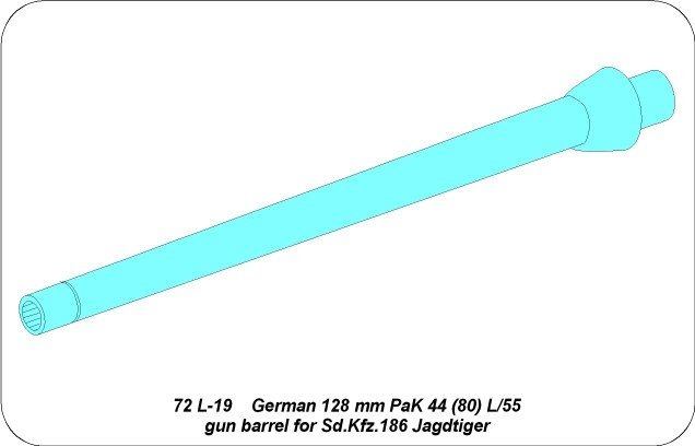 Aber 72L-19 Lufa 128mm PaK 44 (80) L/55 do działa pancernego Sd.Kfz.186 Jagdtiger / German 128mm PaK 44 (80) L/55 gun barrel for Sd.Kfz.186 Jagdtiger 1/72 – imagen 5