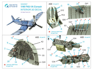 Quinta Studio QD48367 F4U-1A 3D-Printed &amp;amp; coloured Interior on decal paper (Magic Factory) 1/48 – immagine 2