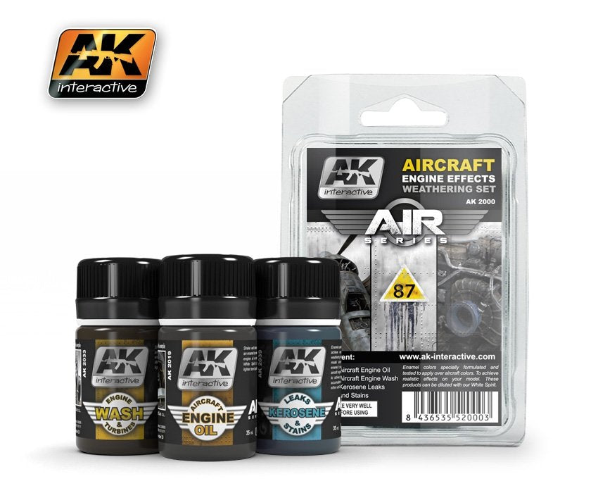 AK Interactive AK2000 KIT D'EFFETS DE VIEILLISSEMENT POUR MOTEURS D'AVION (SÉRIE AIR)