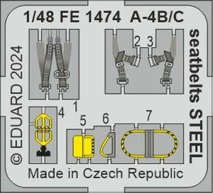 Eduard FE1474 A-4B/ C seatbelts STEEL HOBBY 2000, HASEGAWA 1/48