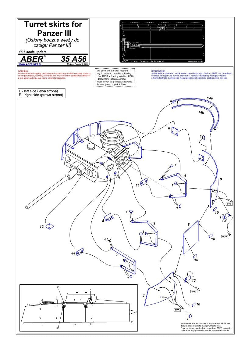 Aber 35A056 Osłony wieży do PzKpfw III 1/35 – zdjęcie 4