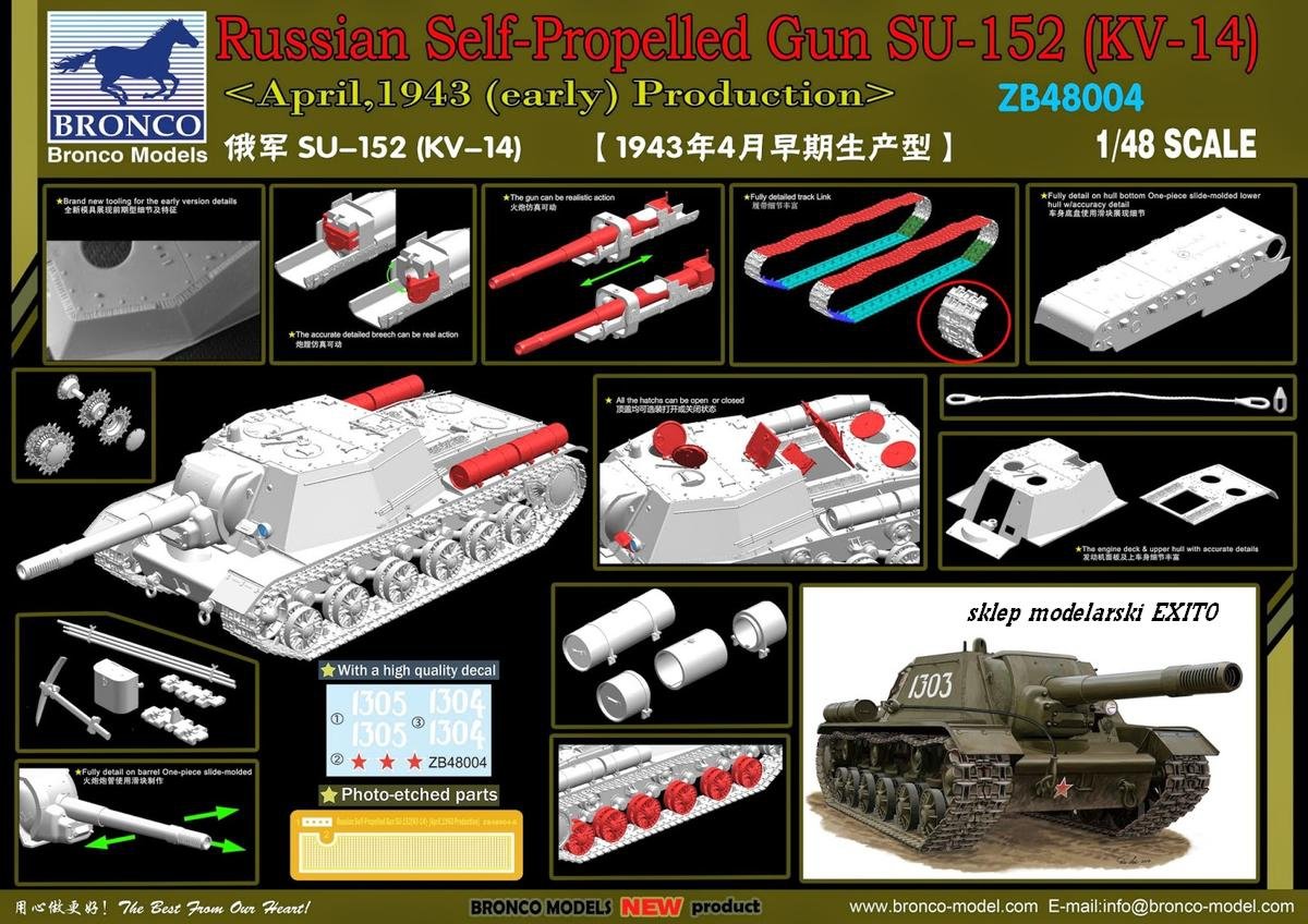 Bronco ZB48004 Russian Self-Propelled Gun SU-152 (KV-14) 1/48 – Bild 2