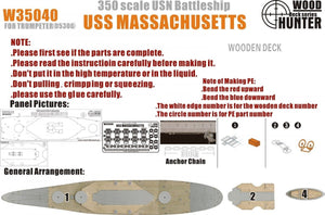 Wood Hunter W35040 Wood deck USS Massachusetts for Trumpeter 1/350