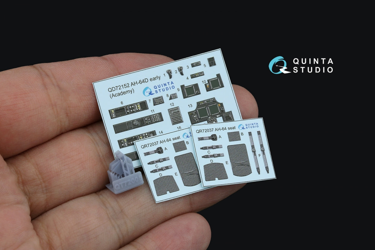 Quinta Studio QD+72152 AH-64D early 3D-Printed coloured Interior on decal paper (Academy)(with 3D-printed resin part) 1/72 – zdjęcie 3