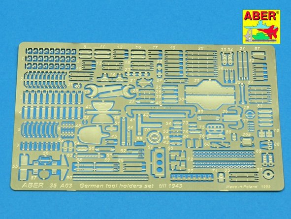 Aber 35A003 Uchwyty do niemieckich narzędzi do1943 1/35