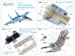 Quinta Studio QD48234 Su-35S 3D-Printed &amp;amp; coloured Interior on decal paper (KittyHawk) 1/48 – zdjęcie 2