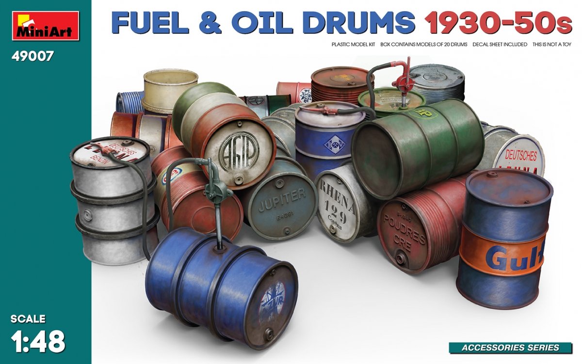 MiniArt 49007 FUEL &amp;amp; OIL DRUMS 1930-50s 1/48
