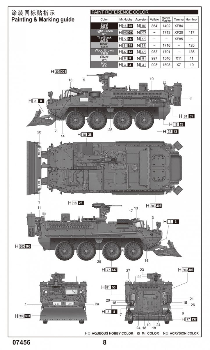Trumpeter 07456 Stryker M1132 engineering vehicle with SOB engineering shovel 1/72 – immagine 5
