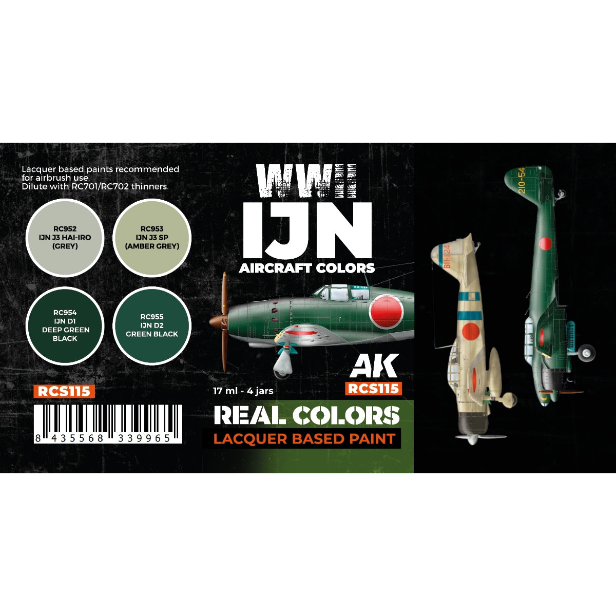 AK Interactive RCS115 WWII IJN Aircraft Colors 4x17ml – imagen 2