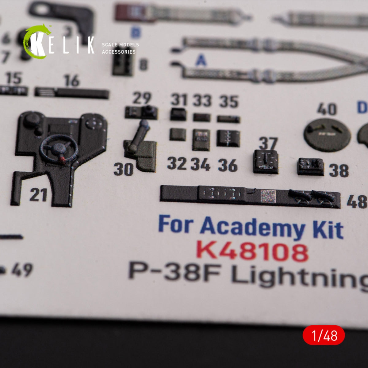 KELIK K48108 P-38F &amp;quot;Lightning&amp;quot; - interior 3D decals for Academy kit 1/48 – Bild 5