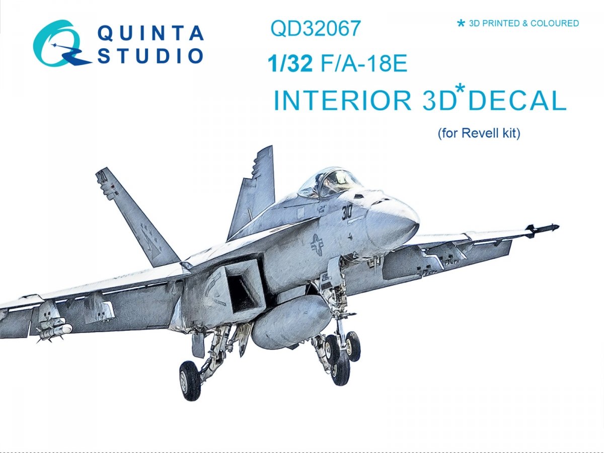 Quinta Studio QD32067 F/A-18E 3D-Printed &amp;amp; coloured Interior on decal paper (for Revell kit) 1/32