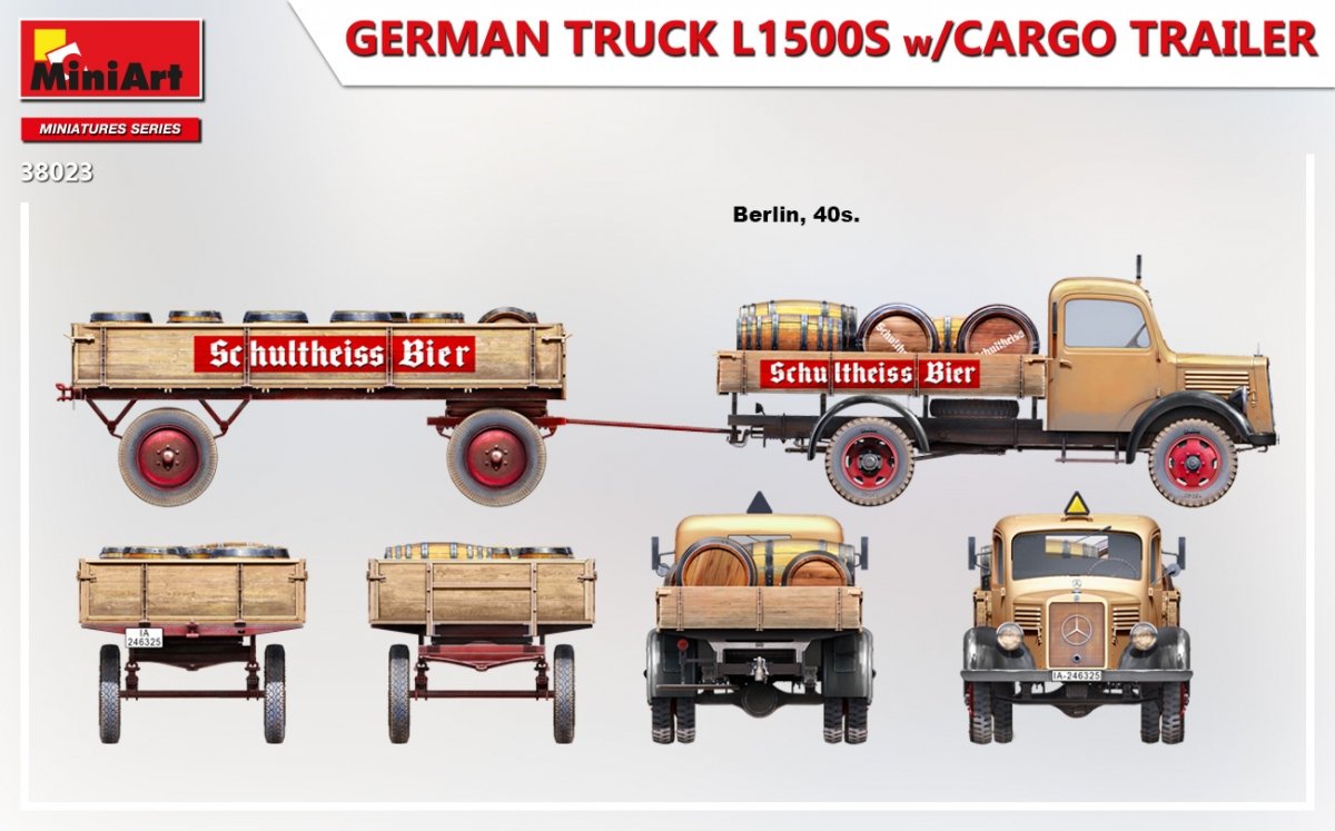 MiniArt 38023 GERMAN TRUCK L1500S w/CARGO TRAILER 1/35 – immagine 5
