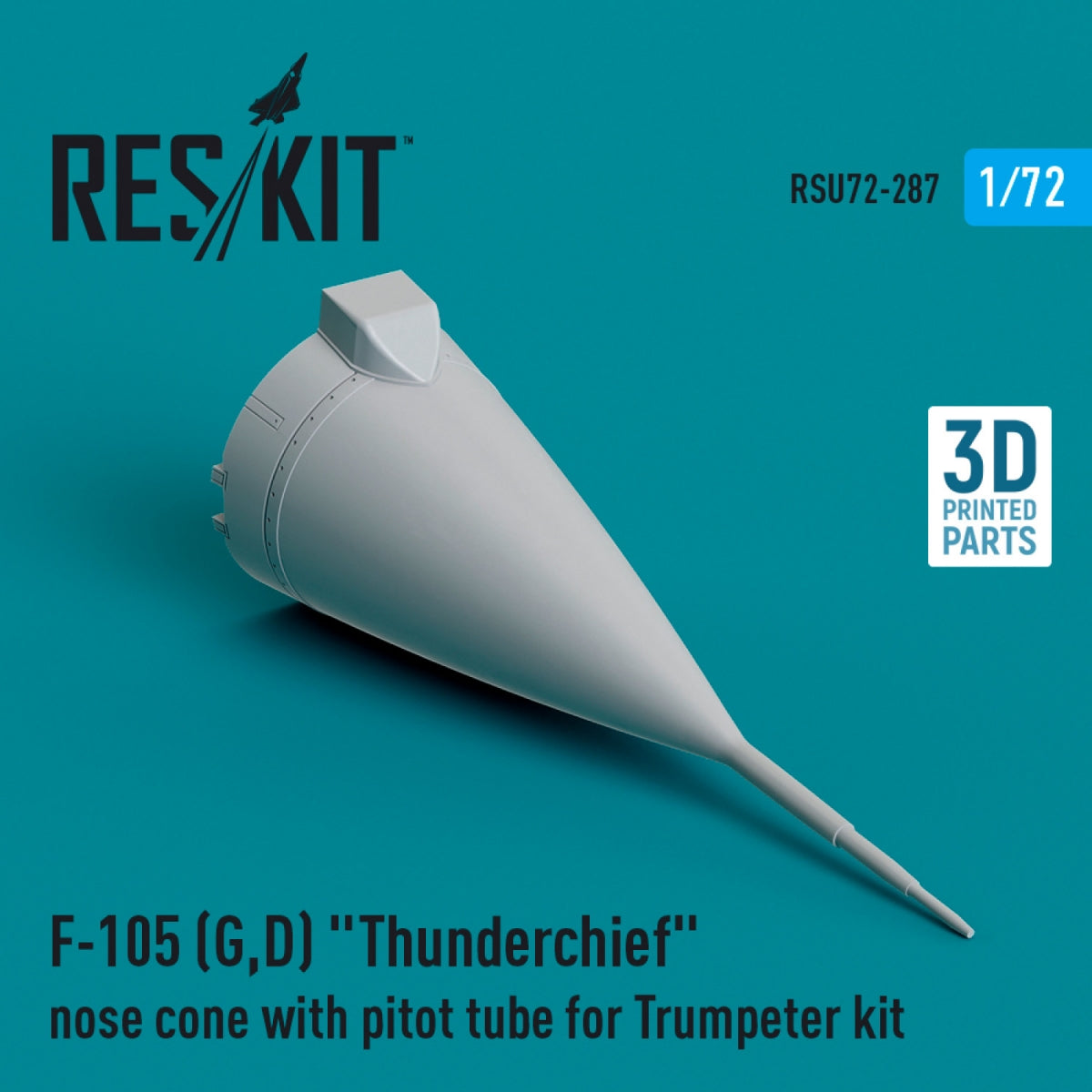 RESKIT RSU72-0287 F-105 (G,D) "Thunderchief" nose cone with pitot tube for Trumpeter kit (3D Printed) 1/72