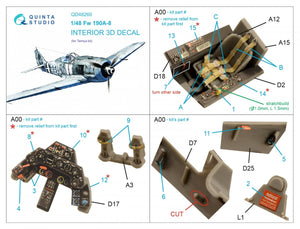 Quinta Studio QD48269 Fw 190A-8 3D-Printed &amp;amp; coloured Interior on decal paper (Tamiya) 1/48 – imagen 5
