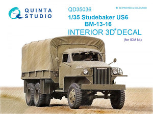 Quinta Studio QD35036 Studebaker US6 3D-Printed &amp;amp; coloured Interior on decal paper (for ICM kit) 1/35