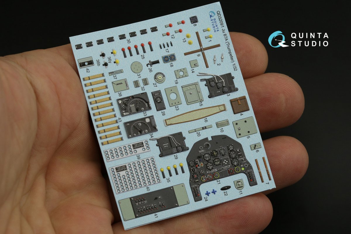 Quinta Studio QD32091 Ju 87A 3D-Printed &amp;amp; coloured Interior on decal paper (Trumpeter) 1/32 – immagine 3