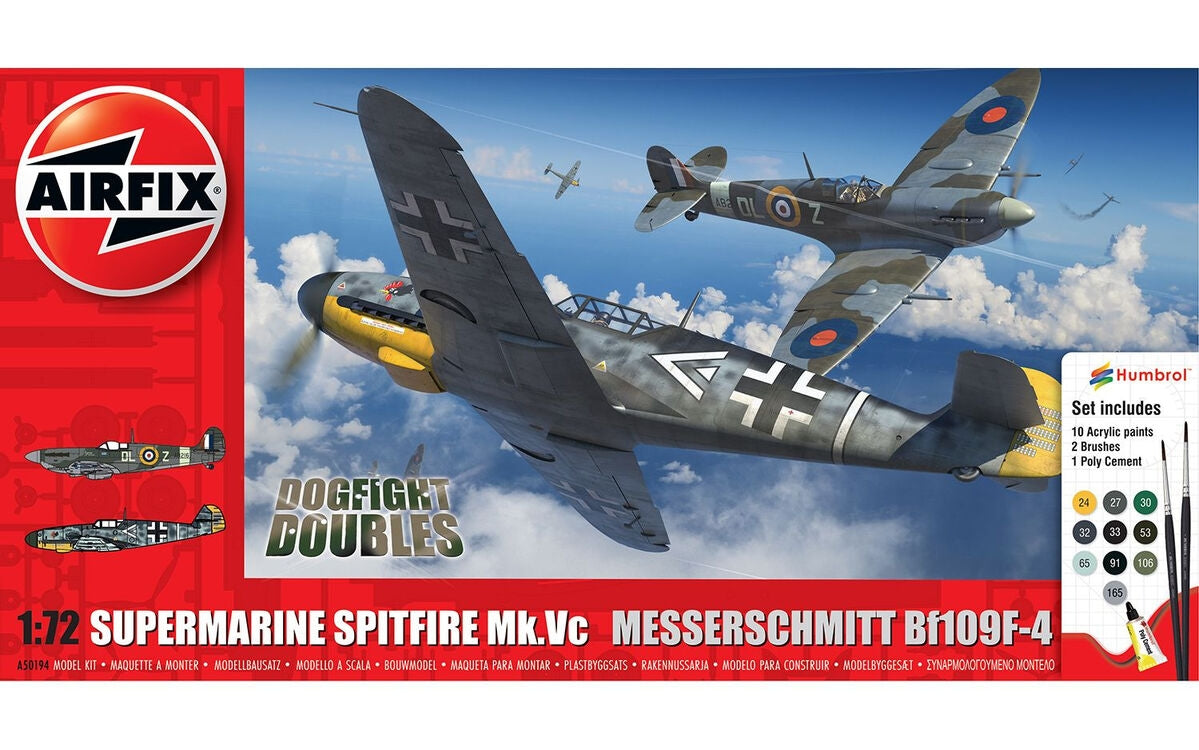 Coffret cadeau Airfix 50194 Supermarine Spitfire Mk.Vc contre Bf109F-4 Combat aérien double - Échelle 1/72