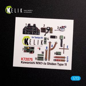KELIK K72075 N1K1-Ja Shiden Type 11 interior 3D decals for Tamiya kit 1/72 – Bild 2