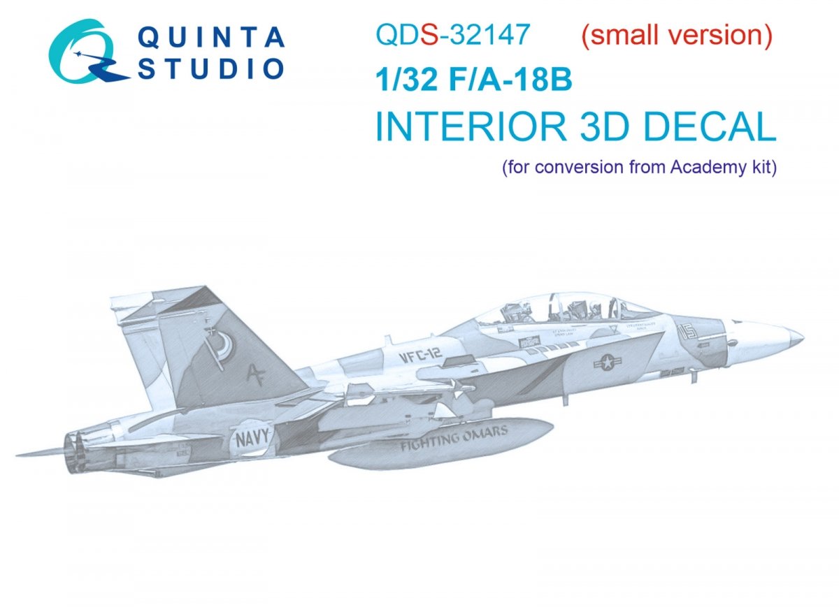 Quinta Studio QDS-32147 F/A-18B Early 3D-Printed & coloured Interior on decal paper (Academy) (Small version) 1/32