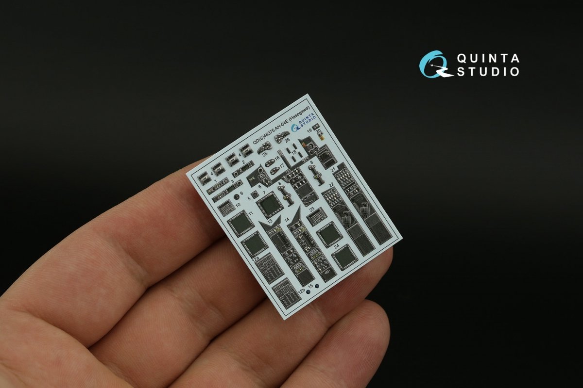 Quinta Studio QDS-48375 AH-64E 3D-Printed &amp;amp; coloured Interior on decal paper (Hasegawa) (Small version) 1/48 – immagine 3