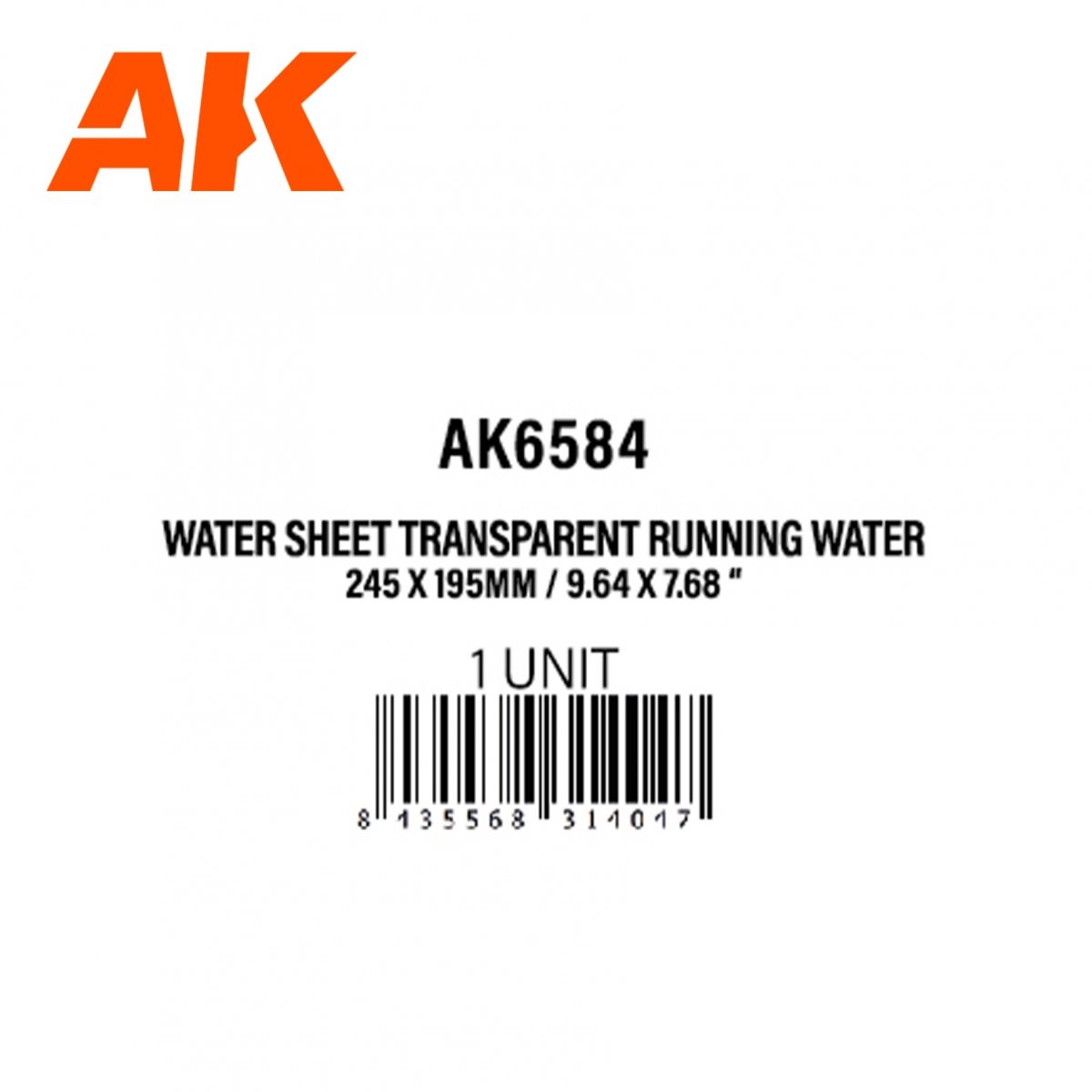 AK Interactive AK6584 WATER SHEET TRANSPARENT RUNNING WATER 245 X 195MM / 9.64 X 7.68 “ – TEXTURED ACRYLIC SHEET – 1 UNIT – immagine 3
