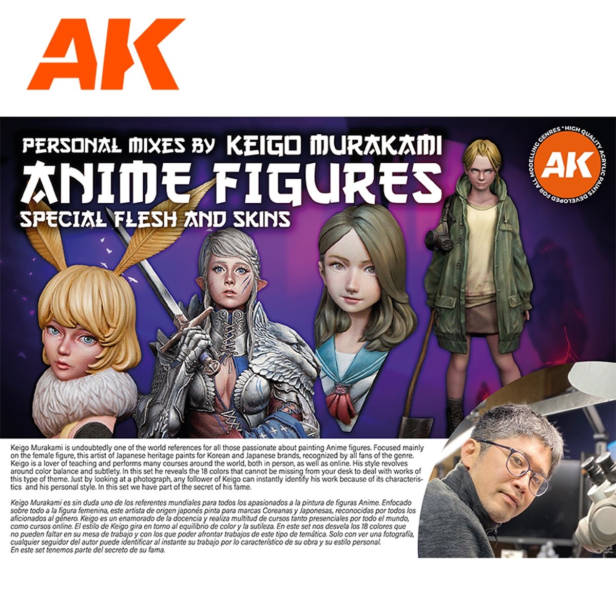 AK Interactive AK11765 SIGNATURE SET – KEIGO MURAKAMI PERSONAL MIXES – ANIME FIGURES PAINT SET 18x17 ml – zdjęcie 4
