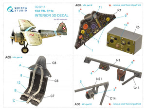 Quinta Studio QD32113 PZL P.11c 3D-Printed &amp;amp; coloured Interior on decal paper (IBG model) 1/32 – Bild 2