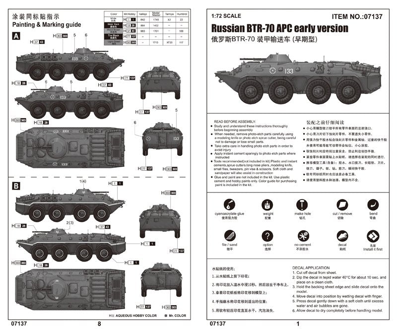 Trumpeter 07137 Russian BTR-70 APC early version 1/72 – imagen 2
