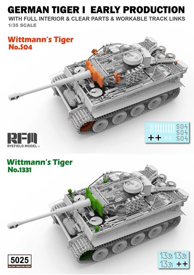 Rye Field Model 5025 German Tiger I Early Production Wittmann&amp;#39;s Tiger 504 FULL Interior 1/35 – immagine 3