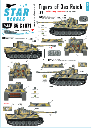 Star Decals 35-C1071 Tigers of Das Reich 1/35