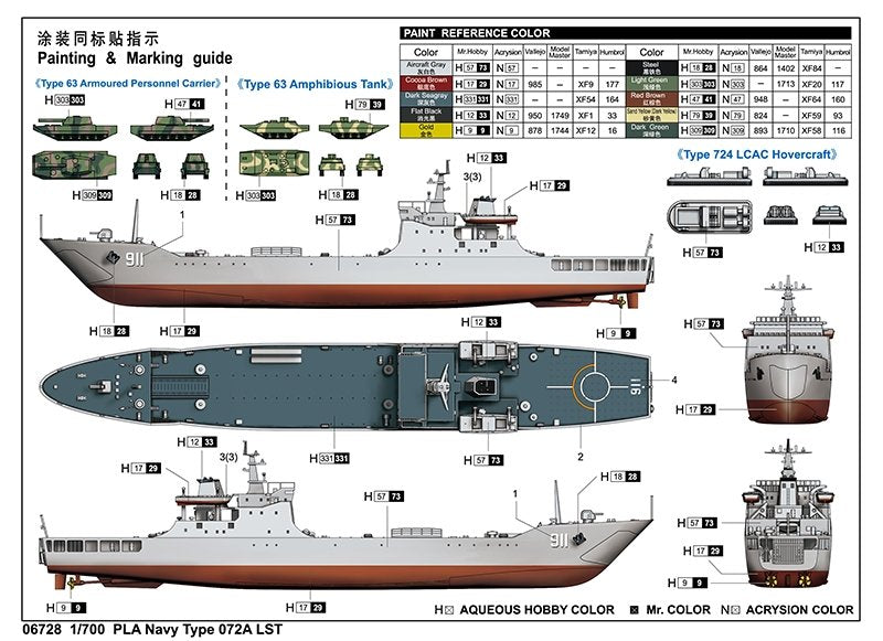 Trumpeter 06728 PLA Navy Type 072A LST 1/700 – immagine 3